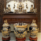  Bộ Đồ Thờ Đắp Nổi Vẽ Vàng Màu Xanh coban 