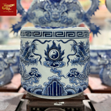  Bát Hương Đắp Nổi-Song Long Chầu Nguyệt-Men Tràm Ngọc Nếp 