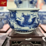  Bát Hương Vuốt Tay Dáng Lư-Cửu Phượng-Men Tràm Ngọc Nếp 