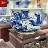  Bát Hương Vuốt Tay Dáng Lư-Cửu Phượng-Men Tràm Ngọc Nếp 