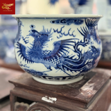  Bát Hương Vuốt Tay Dáng Lư-Cửu Phượng-Men Tràm Ngọc Nếp 