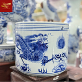  Bát Hương Vuốt Tay- Song Long Tích Cổ- Men Tràm Ngọc Nếp 