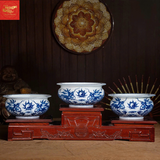  Bát Hương Dáng Lựu Song Long Chầu Nguyệt Men Lam 