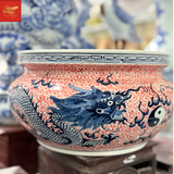  Bát Hương Dáng Lư Qủa Phúc-Song Long-Nền Đỏ 