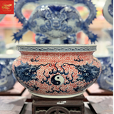  Bát Hương Dáng Lư Qủa Phúc-Song Long-Nền Đỏ 