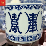  Bát Hương  Vuốt Tay Dáng ống-Bách Phúc Bách Thọ-Men Tràm Ngọc Nếp 