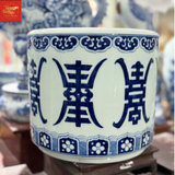  Bát Hương  Vuốt Tay Dáng ống-Bách Phúc Bách Thọ-Men Tràm Ngọc Nếp 