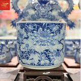  Bát Hương  Vuốt Tay Dáng ống-Sen Phú Qúy-Men Tràm Ngọc Nếp 