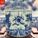  Bát Hương  Vuốt Tay Dáng ống-Long Phụng Chầu Nguyệt-Men Tràm Ngọc Nếp 