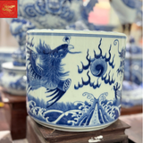  Bát Hương  Vuốt Tay Dáng ống-Long Phụng Chầu Nguyệt-Men Tràm Ngọc Nếp 