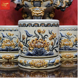  Bát Hương Sen- Men Rạn Đắp Nổi 