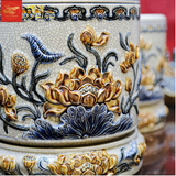  Bát Hương Sen- Men Rạn Đắp Nổi 