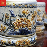  Bát Hương Sen- Men Rạn Đắp Nổi 