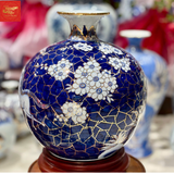  Bình Hút Lộc Mã Đáo Thành Công Men Lam Vẽ Vàng H30 