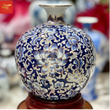  Bình Hút Lộc Vẽ Hoa Dây Men Lam Vẽ Vàng H30 