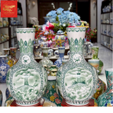  Lọ Tỏi Cổ Thẳng Vẽ Tứ Cảnh Hà Nội H73 