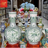  Lọ Tỏi Cổ Thẳng Vẽ Tứ Cảnh Hà Nội H73 