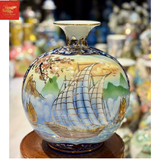  Bình Hút Lộc Nhị Cảnh Thuận Buồm Xuôi gió- Mã Đáo Thành Công-Vẽ Vàng-H35 