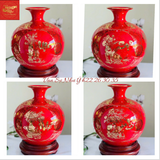  Bình Hút Lộc Vạn Sự Như ý Vẽ Vàng Màu Đỏ 