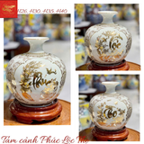  Bình Hút Lộc Phúc Lộc Thọ Vẽ Vàng Màu Trắng 