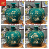  Bình Hút Lộc Tứ Cảnh Vẽ Vàng Màu Xanh Lục Bảo 