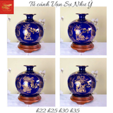  Bình Hút Lộc Vạn Sự Như ý Vẽ Vàng Màu Xanh Coban 