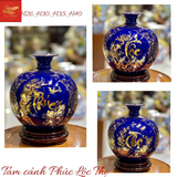  Bình Hút Lộc Phúc Lộc Thọ Vẽ Vàng Màu Xanh Coban 