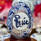  Trứng Tài Lộc Phúc Lộc Tài- Men Lam Vẽ Vàng H28 