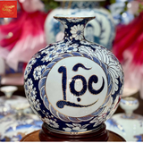  Bình Hút Lộc Phúc Lộc Men Lam Vẽ Vàng H26 