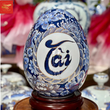  Trứng Tài Lộc Phúc Lộc Tài- Men Lam Vẽ Vàng H28 