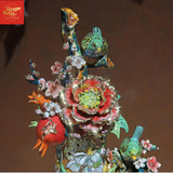  Hồ Lô Trăm Hoa Đua Nở Đắp Nổi Vẽ Vàng H55 