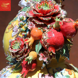  Hồ Lô Trăm Hoa Đua Nở Đắp Nổi Vẽ Vàng H55 