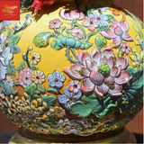  Hồ Lô Trăm Hoa Đua Nở Đắp Nổi Vẽ Vàng H55 