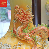  Bảo Bình Cá Chép Hóa Rồng Đắp Nổi Vẽ Vàng 1M10 