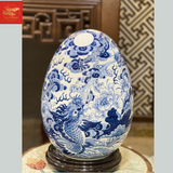  Trứng Tài Lộc – Long Quấn Thủy Men Lam H46 