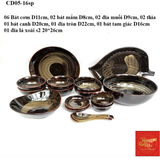  Bộ Đồ ăn Màu Nâu Vàng Bát Tràng 