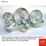  Bộ Đồ ăn Màu Loang Xanh Bát Tràng 