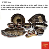  Bộ Đồ ăn Màu Nâu Vàng Bát Tràng 