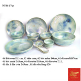  Bộ Đồ ăn Màu Loang Xanh Bát Tràng 