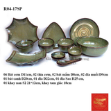  Bộ Đồ ăn Màu Hỏa Biến Xanh Bát Tràng 