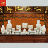  Bộ Đồ Thờ Đắp Nổi Màu Trắng Vẽ Vàng 