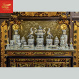  Bộ Đồ Thờ Vẽ Kỹ Men Lam Vẽ Vàng 24K 