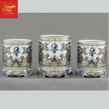  Bát Hương Men Lam Vẽ Kỹ Vẽ Vàng 24K 