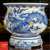  Bát Hương Dáng Lựu Nền Gấm Song Long Chầu Nguyệt 