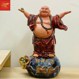  Tượng Di Lạc Đứng Trên Túi Tiền-Sứ Bát Tràng 