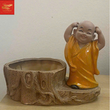  Chậu Cây Bon Sai Chú Tiểu -Sứ Bát Tràng 