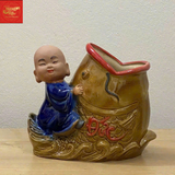  Chậu Cây Bon Sai chú tiểu -Sứ Bát Tràng 