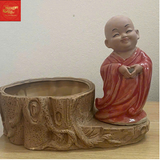  Chậu Cây Bon Sai Chú Tiểu -Sứ Bát Tràng 