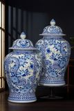  Chóe Phong Thủy Nền Gấm-Tứ Linh Men Lam 