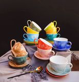 Tách Cafe Capuchino 220ml Các Màu 